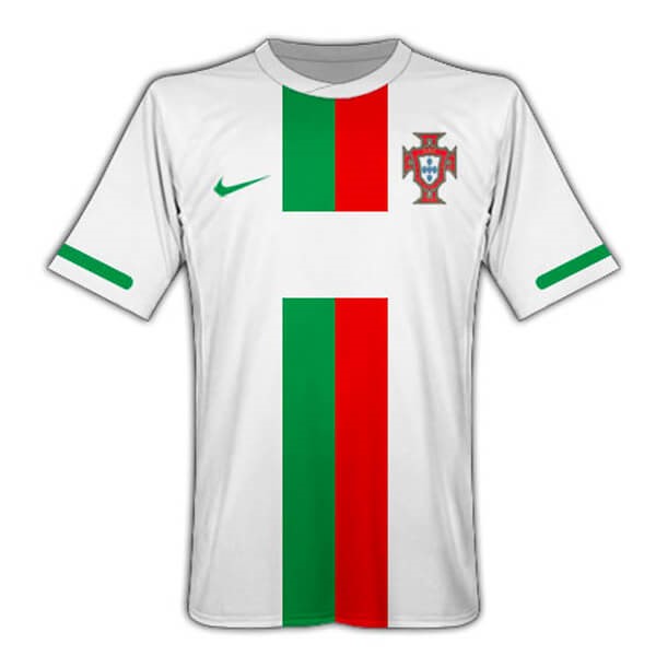 Auswärtstrikot Thailand Portugal Retro 2010 Weiß Günstige Fußballtrikots